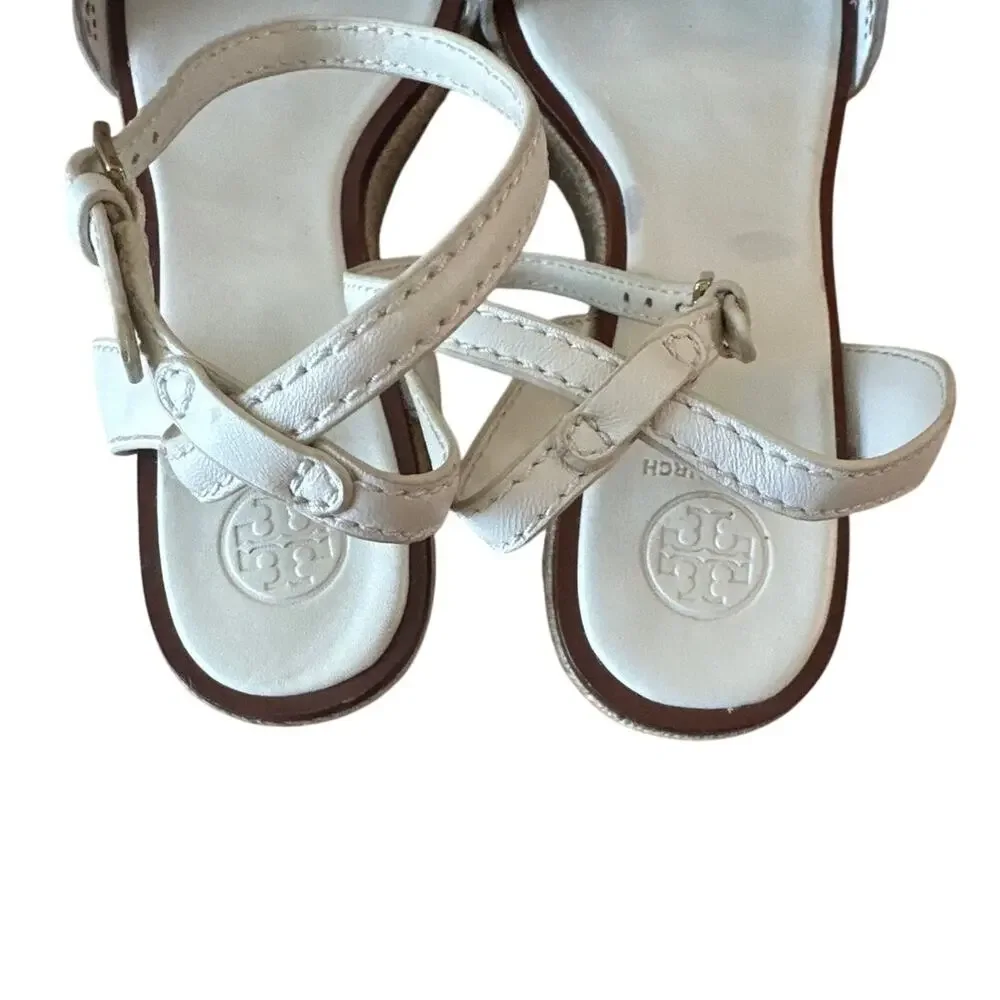 Tory Burch Roselle Platform Espadrille Wedges White Leather 10